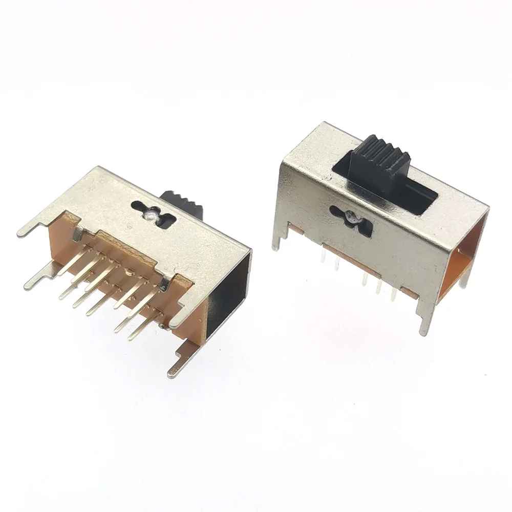 10PCS/Lot 2P4T Double Row in-line 10 pin 4-gear Toggle Switch Handle High 4mm Sliding Switch PCB Design Power Switch