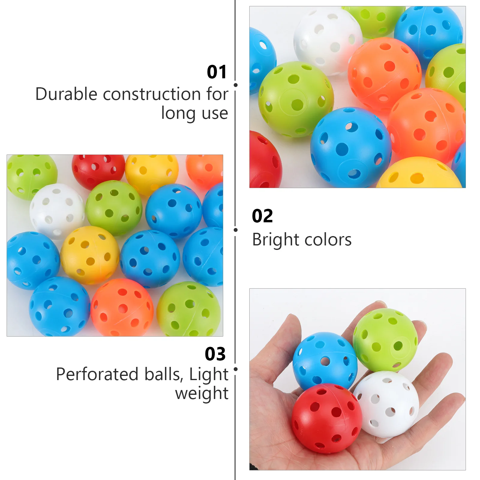 24 Uds pelotas de tenis mesa Florbal Golf entrenamiento plástico Florball práctica accesorios de béisbol juguete perforado