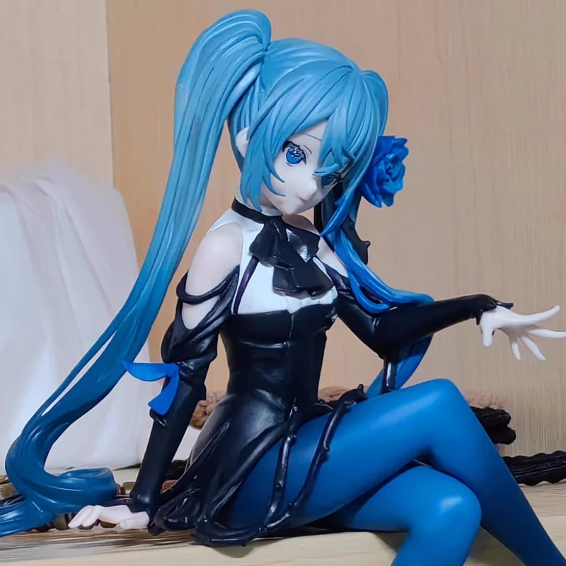 Genuine Vocaloid Hatsune Miku Figure Blue Rose Action Figure Flower Fairy Anime Collectable Model Gk Decorative Ornaments Toy