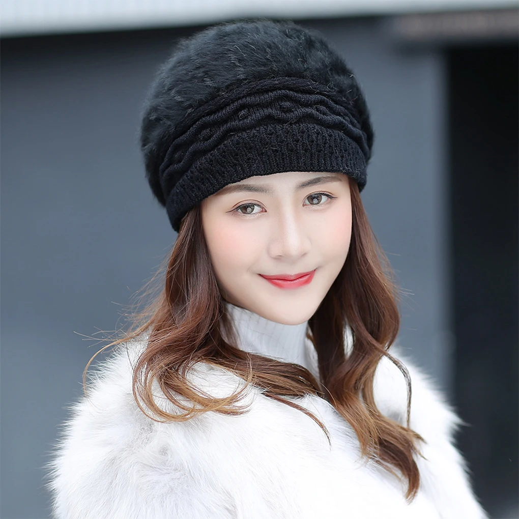 Cycling Knitted Beret Portable Women Warm Beanie Winter Hat Decor