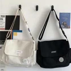 NEW Student Crossbody Bag Simple Leisure Backpack Single Shoulder Bag Solid Color Large Capacity Retro Messenger Bag Unisex