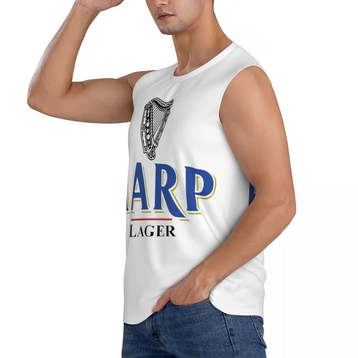 Harp By Guins Men Sleeveless Tank Tops Quick Dry Breathable Gym Fitness Running Summer Casual Sport Vest