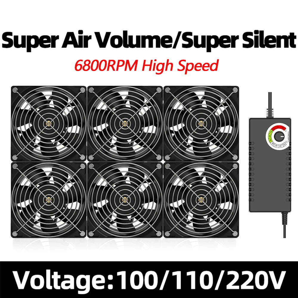 12038 High Speed Large Air Volume 100V 110V 220V Btc Mining Machine High Air Volume Mining Fan Server Case Cooling System Fan