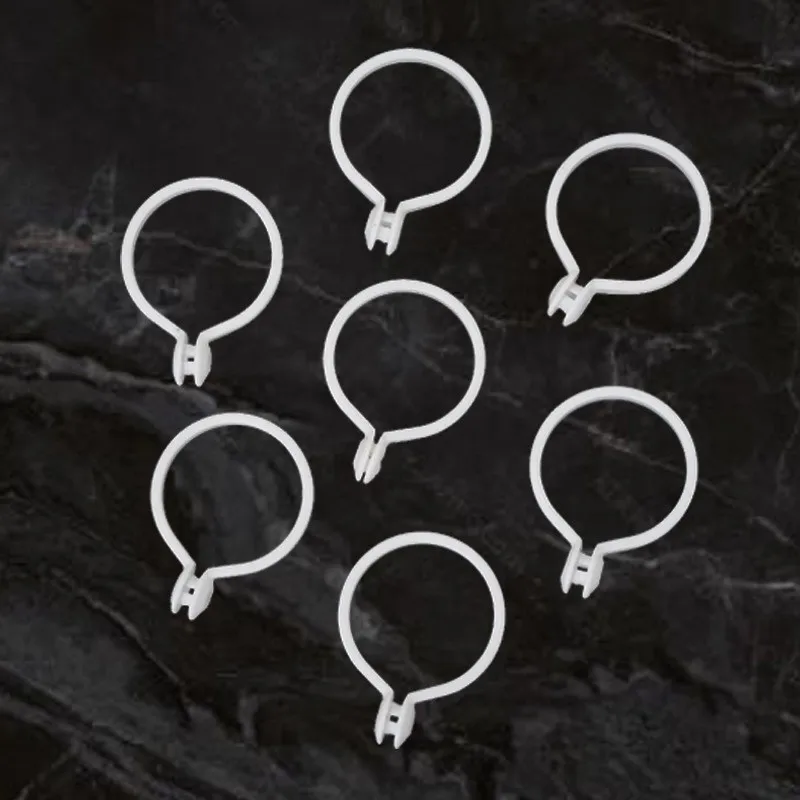 37 pcs 35mm Split Ring Drapery Hooks, No Rod Removal Needed and Durable White Material, ideal for Bathroom Sheer Curtain