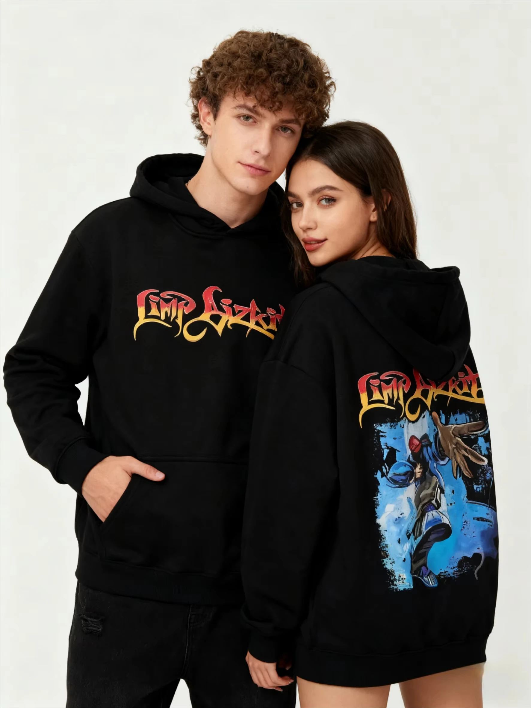 男性と女性新着ロックバンドリンプビズキットパーカーヒップホップレトロストリート男性ファッションカジュアルプルオーバーパーカー