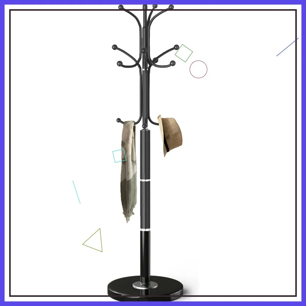 

Современная вешалка для одежды с мраморным основанием и 12 крючками - Напольный органайзер для прихожей для пальто, шляп и аксессуаров