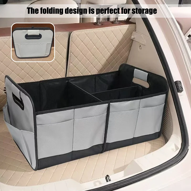 Collapsible Car Trunk Storage Organizer Foldable Waterproof Multi Compartment Car Organizer Fits For All Cars, SUVs, Vans
