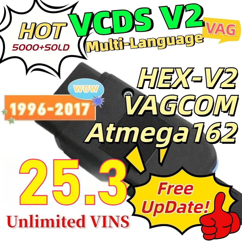 2026 Newest VCDS 24.7/25.3 VAG Scanner Tool Cable OBD Diagnostic Multi-Language HEX V2 Wesheu VCDS VAG COM For Audi SKODA VW Car