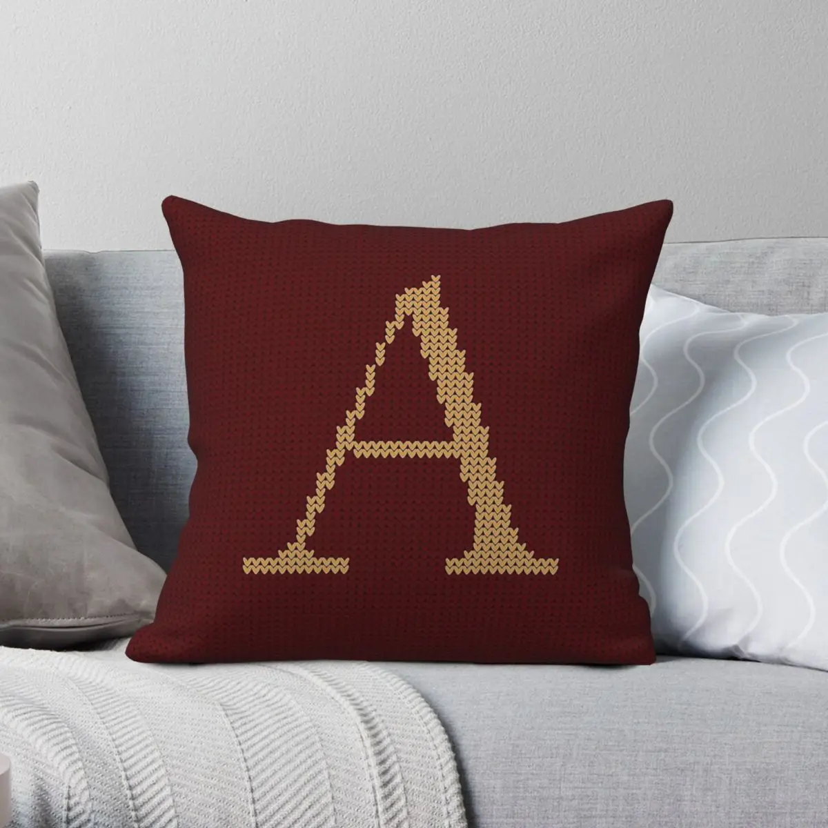 

Weasley Sweater Letter A Pillowcase Polyester Linen Velvet Creative Zip Decorative Pillow Case Home Cushion Case 18"