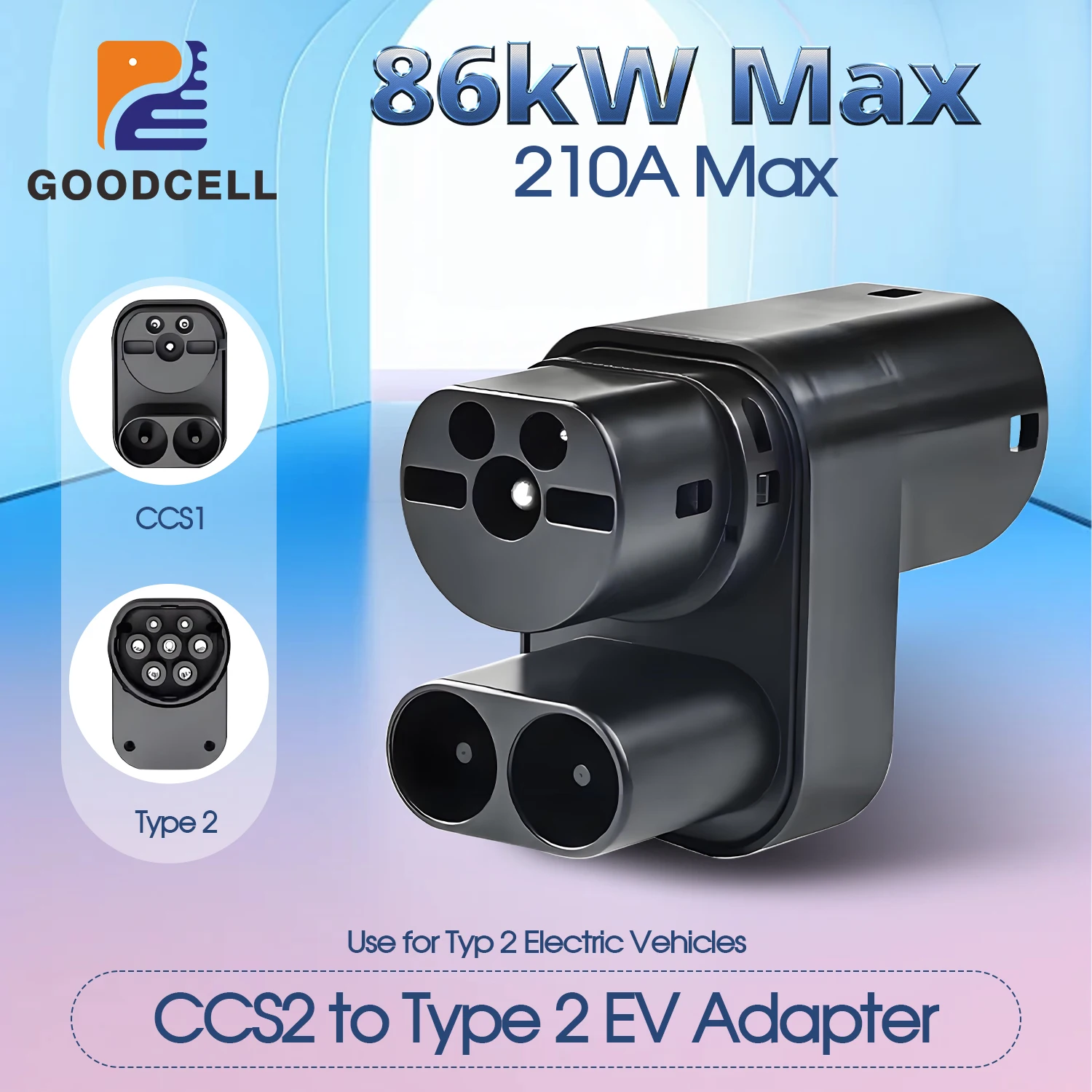 

GOODCELL 86KW 210A CCS2 to Type2 DC Fast Charging Adapter for Tesla Model S/X EV