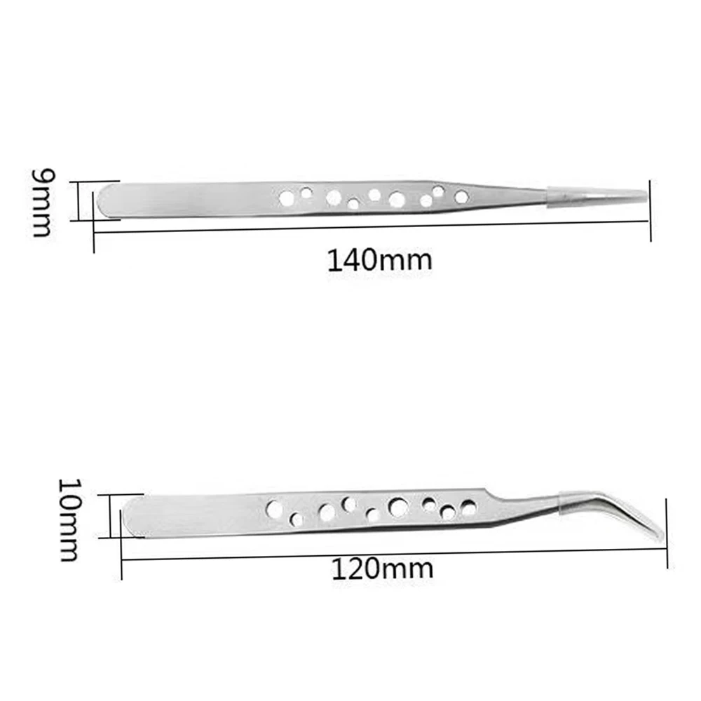 Anti-estático Precision Industrial Pinças Curvo Ponta Reta Pinças De Aço Inoxidável Telefone computador Reparação DIY Ferramentas Manuais