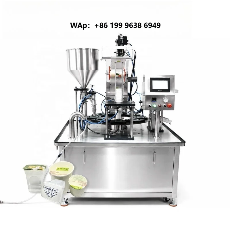 Shuchen Packing Manufacturer Tray Rotary Yogurt Cup Filling and Sealing Machine Sauce Cup Sealing Machine Filling