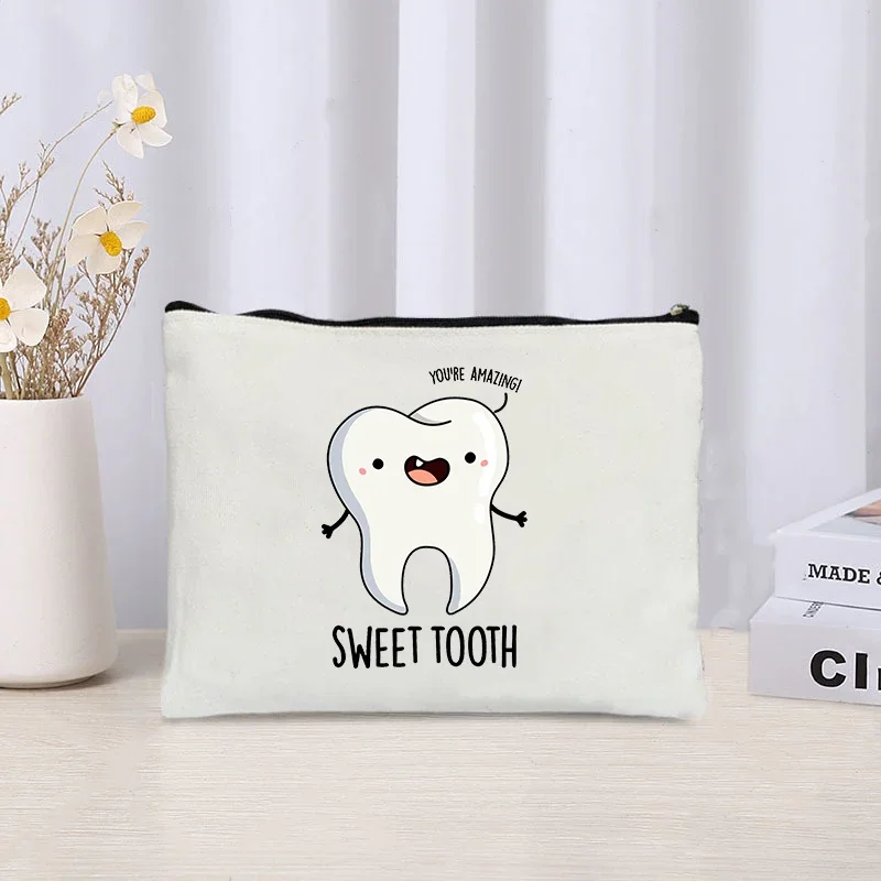 Tooth Fairy Makeup Bag Women Travel Cosmetic Organizer Accessories Eco Canvas Pouch Toiletry Bags Make up Box Zipper Pencil Case