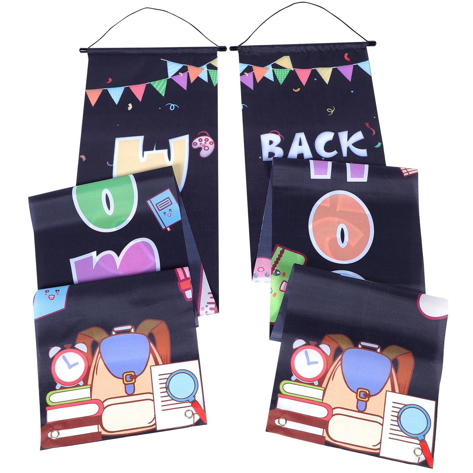 

1 Pair Welcome Back To Classroom Door Banners Polyester Decorative Couplets Bright Colorful Flags School Party School