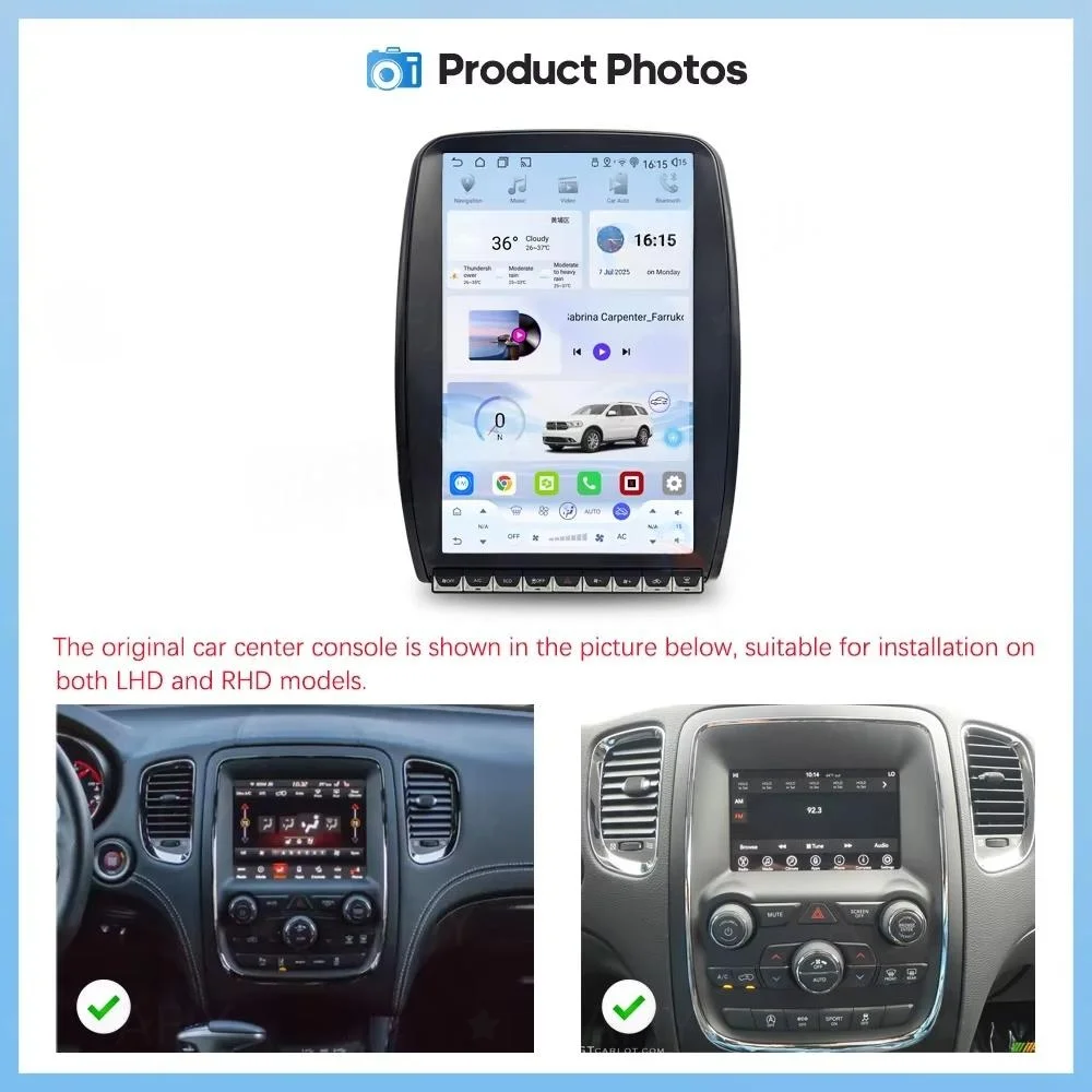 14.5inch Screen For Dodge Durango 2014 - 2020 Car Stereo Android 15.0 carplay Multimedia radio large HD GPS Navigation head unit