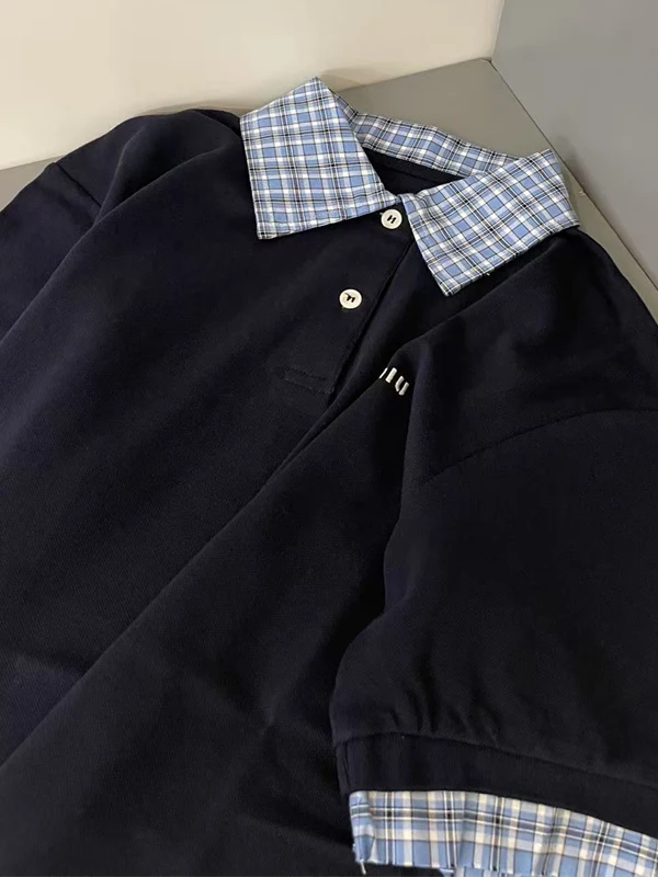 

Женская футболка TAKA Лето 2025 с вышивкой и цветовыми блоками, короткий рукав, повседневная хлопковая футболка, модный топ