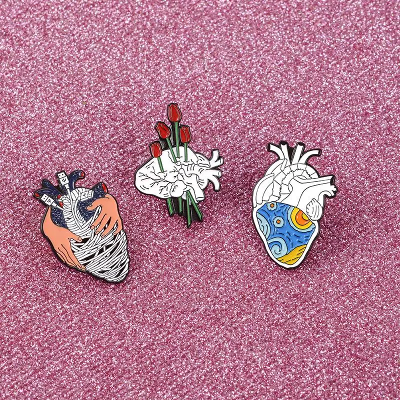 Brooch Medical Anatomical Heart Enamel PINS Brooch Heart Neurology PINSs Lapel Badge for Doctor Gifts 18style Heart Organ Series