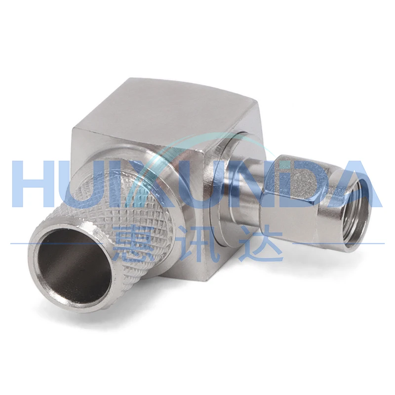 RPSMA-C-JW-7 Reverse SMA Bent Male Inner Hole Crimp 50-7/LMR400 Cable, Connector