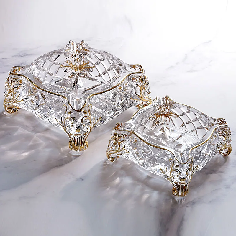 Light luxury glass cigar ashtray household large personality trend living room crystal ornament