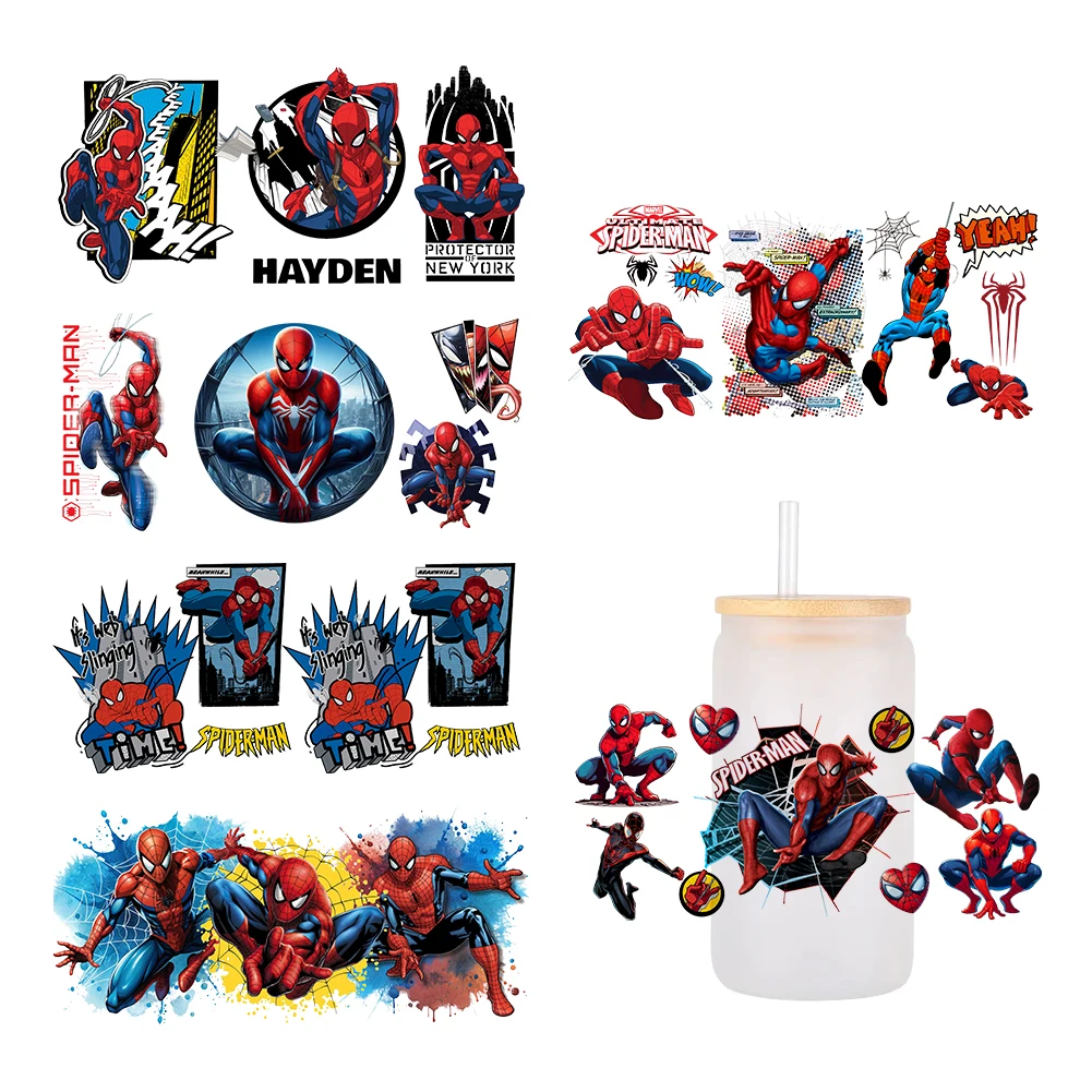 Marvel Spider-Man For Libbey 16oz Can Glass 3D Waterproof UV DTF Coffee Can Wrap Libbey Glass Wrap