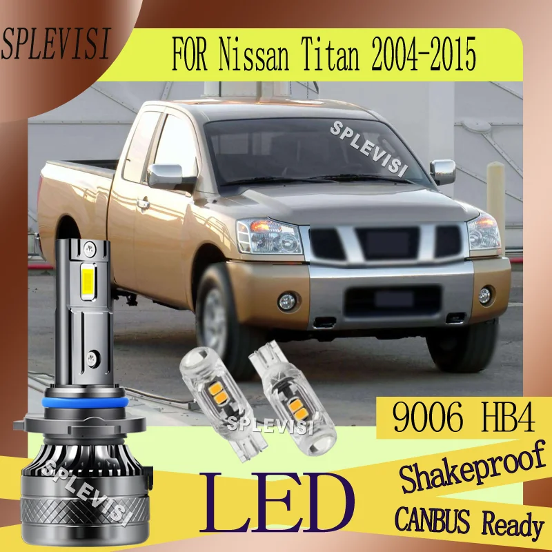 簡単な取り付けで夜間視界を向上させるledヘッドライトロービーム-日産タイタン2004-2005-2006-2007-2008-2009-2010-2011-2015用