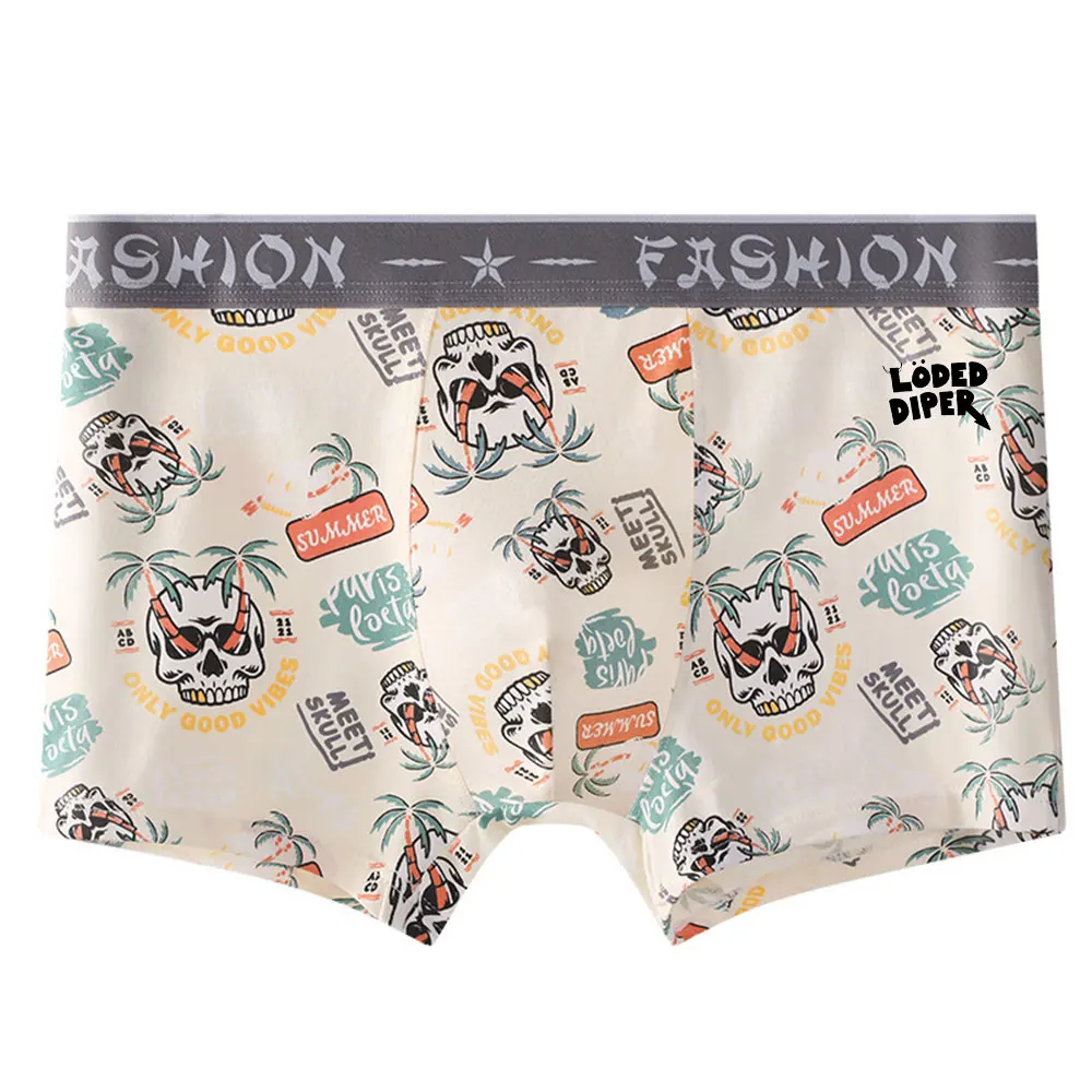 Mode Mann Baumwolle Gedruckt Boxer Unterwäsche Unterhosen Marke Gedruckt Kurze Low Rise Weiche Höschen Lässige Haut Freundliche Höschen