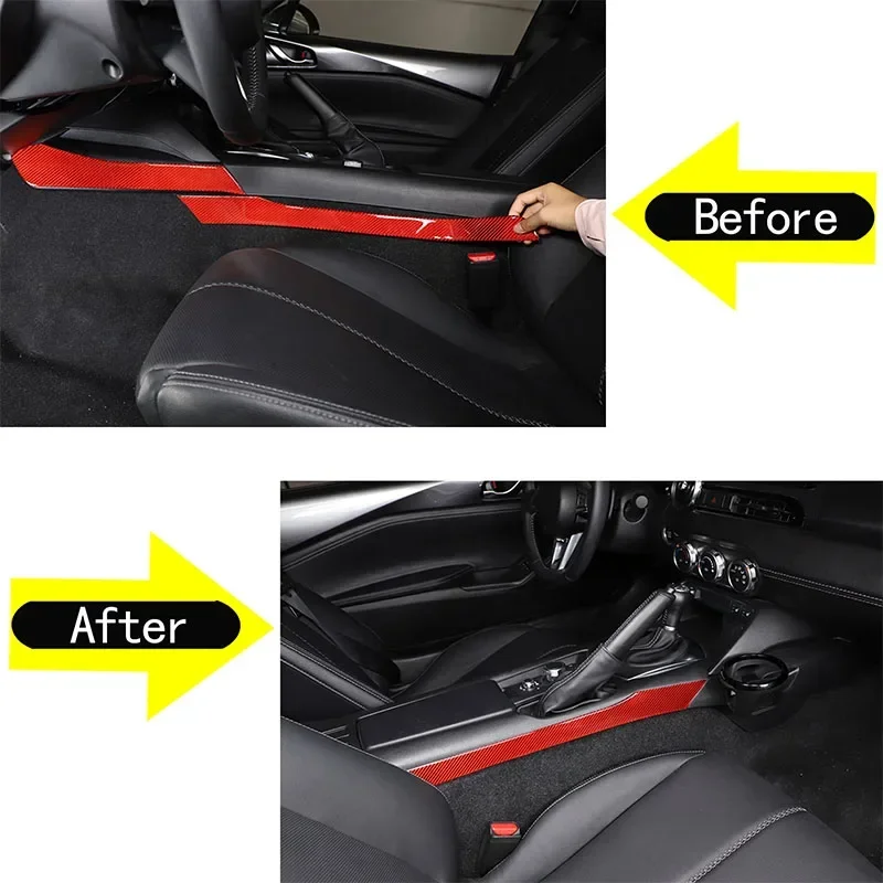 

3Pcs Soft Carbon Fiber For Mazda MX-5 2016-2025+Car Center Control Gear Shift Side Trim Sticker Decoration Cover Car Accessories