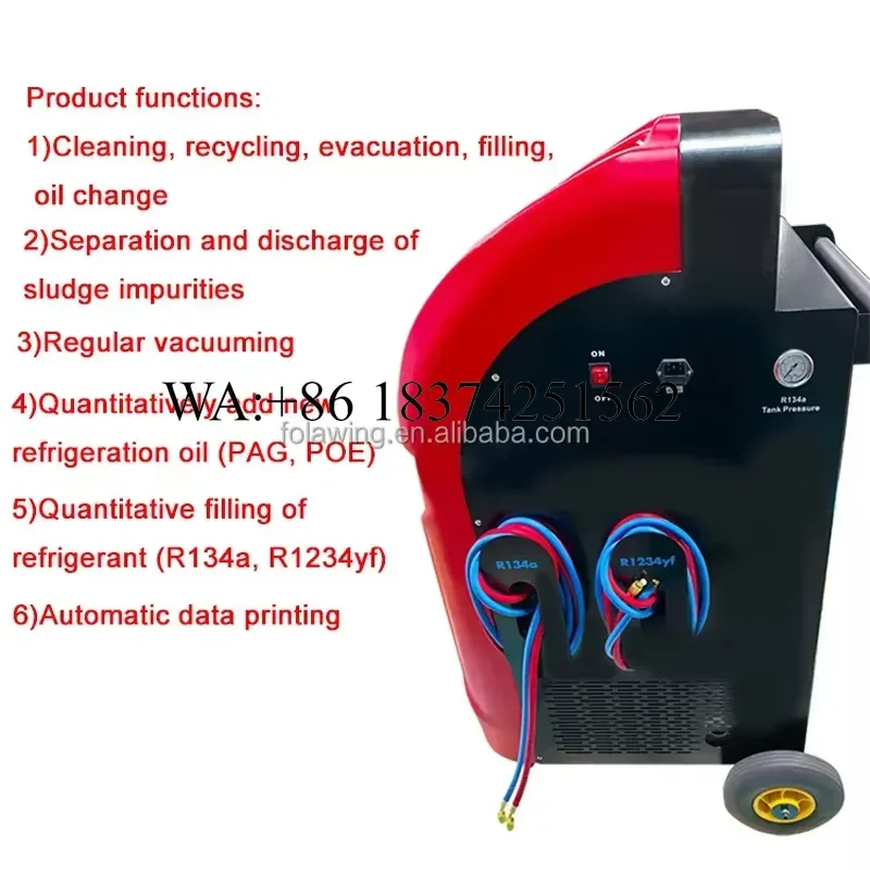 Wmwmnu for 110V 220V Dual System Fully Automatic Car AC Refrigerant Gas Flush Clean Recovery Recharge R1234yf R134a