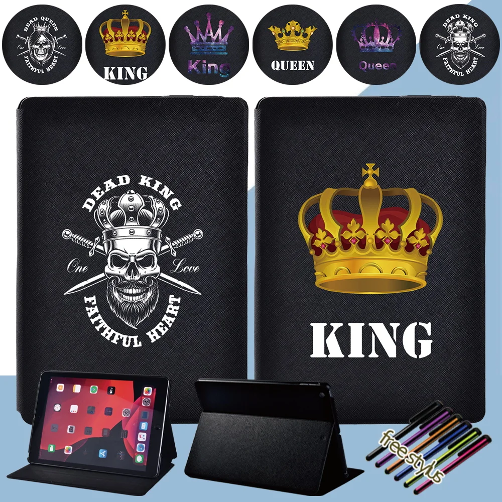 

Flip iPad 2021 9th Cases Tablet Case for Apple IPad 7th 8th Gen 10.2" Air 3 Pro 10.5 inch Funda King&queen Series Stand Cover