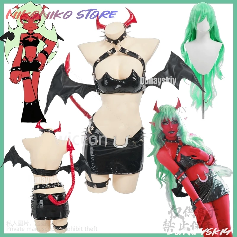 

Anime PANTY & STOCKING With GARTERBELT Cosplay Scanty Costume Nightclub Queen Patent Leather Demon Sexy PU Tight Suit Halloween
