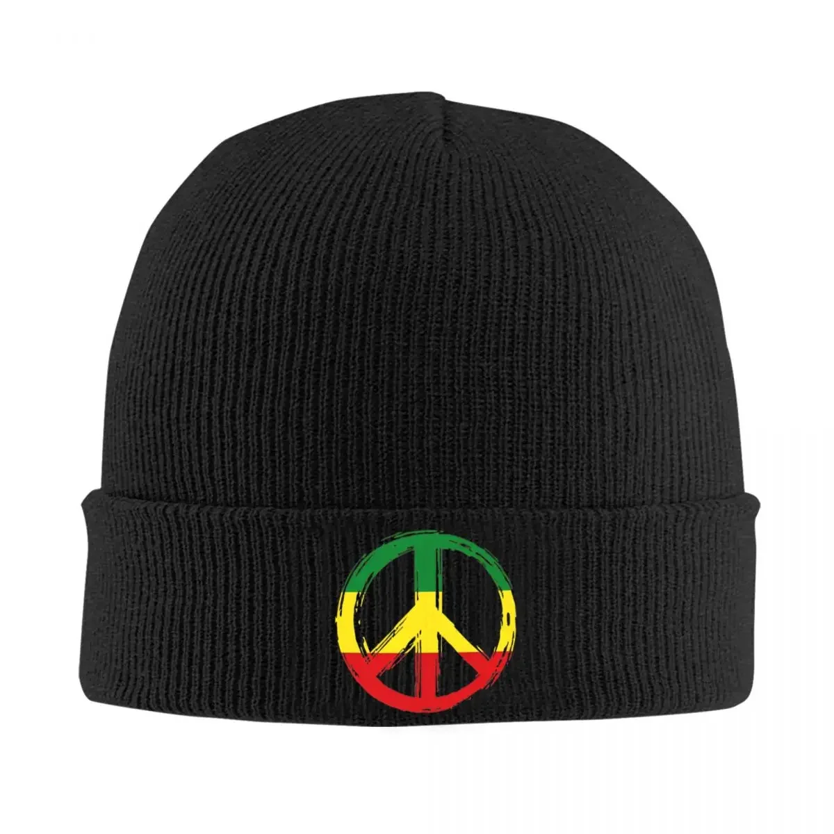 Peace Symbol With Rastafari Reggae Knitted Caps Women's Men's Beanies Winter Hats Casual Melon Cap