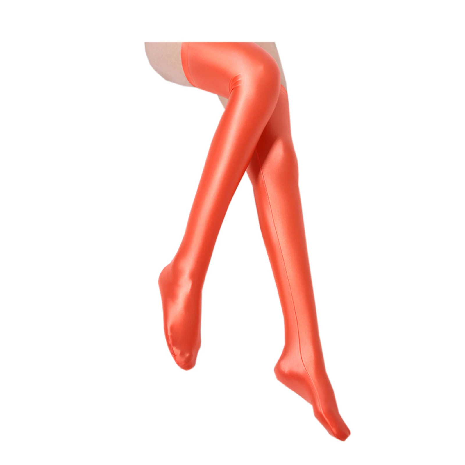 Sexy Glossy Silky Women's over Knee Socks Japanese Thigh High Stockings Solid Shiny Smooth Elastic Sports Leggings