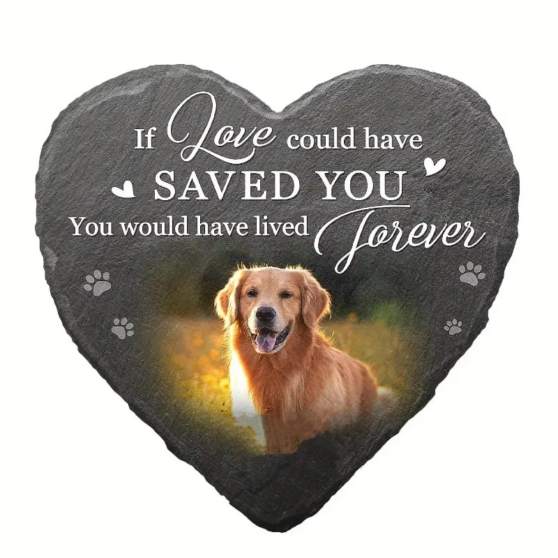 tomb stones Pet Memorial Heart-Shaped Plaque & DIY Custom Pet Tombstone Made to Order,Personalized Pet Loss Sympathy Gift