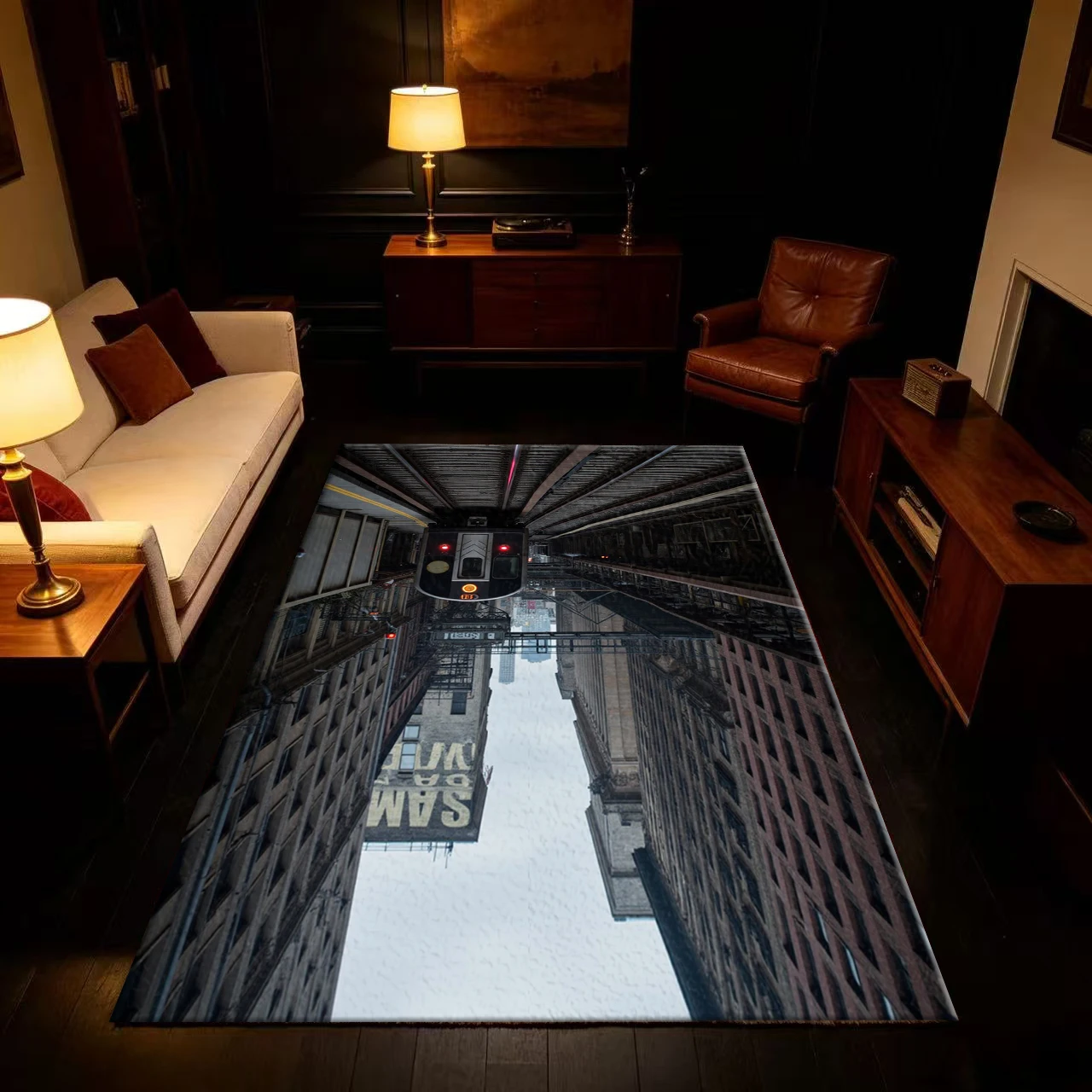 City Subway Scenery Carpet Industrial Style Art Floor Carpet Suitable for Home Interior Decoration
