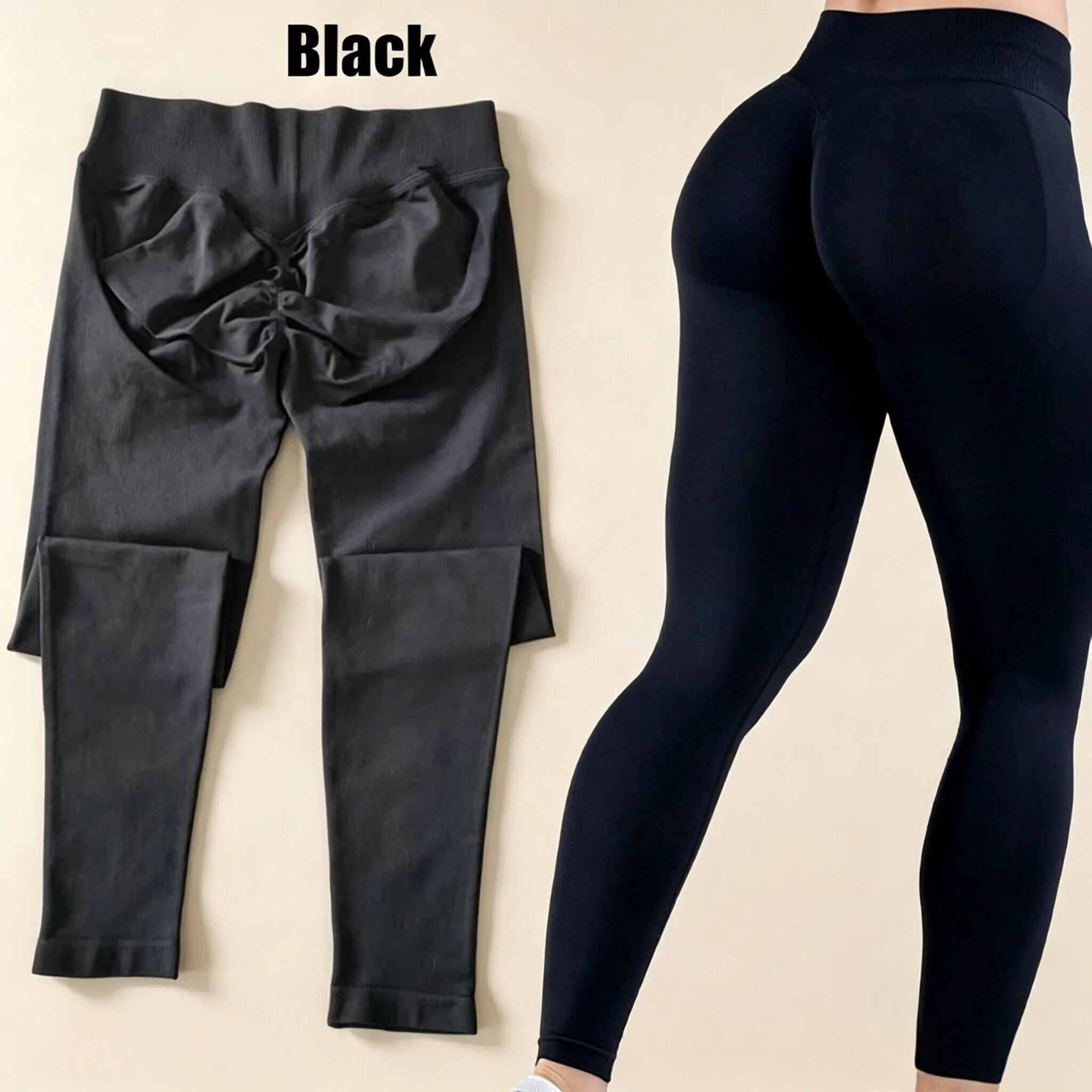 Dneyf 1D-3Y-2F Nahtlose Yoga-Leggings mit Po-Lifting-Effekt für Damen, hohe Taille, hohe Dehnbarkeit, schnelltrocknend, ideal zum Training, Laufen, für das Fitnessstudio und als lange Sporthose. – Detail 11