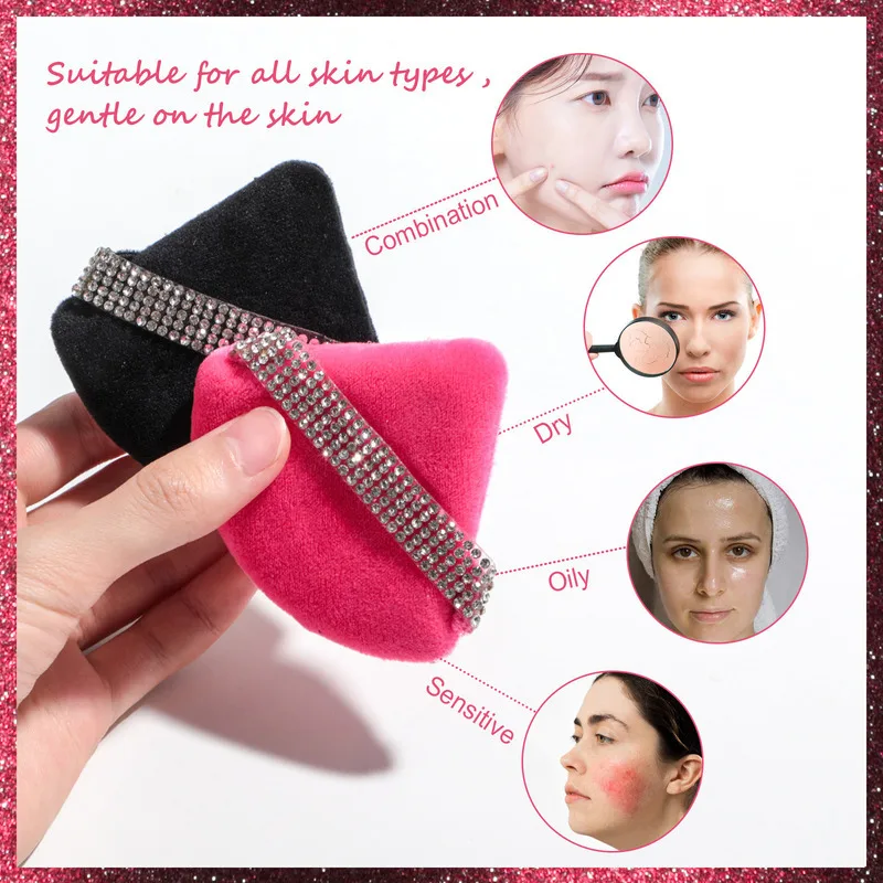 Diamond-Encrusted Air Cushion Powder Puff Double-Sided Hydrophilic Foundation Sponge Liquid Applicator Triangular Fan-Shaped
