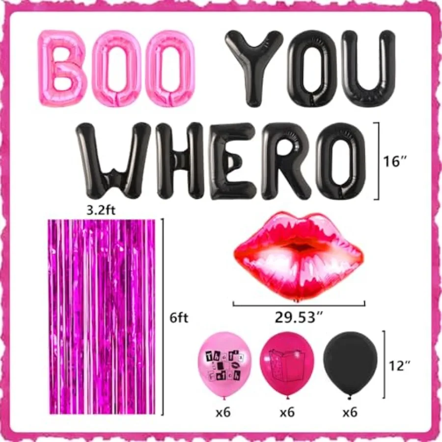 Mean Girl 풍선 파티 장식 Thats Fetch 풍선 Burn Book 배너 Y2K 파티 용품