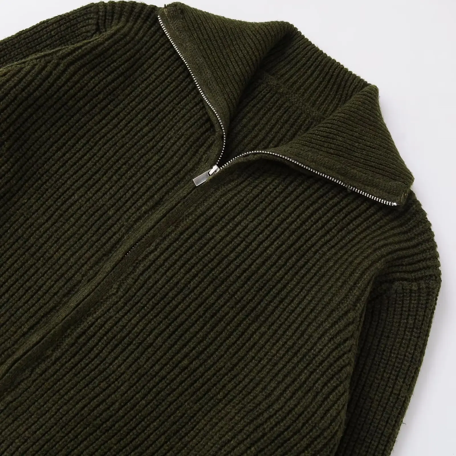 سترة نسائية محبوكة من Faionable ZR Sle سترة فضفاضة بسحاب طويلة Sve سترة مفتوحة من ألياف البوليستر الدافئة #2