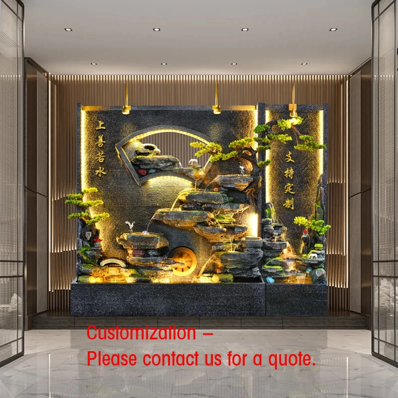 custom.Elegant Customized Outdoor Indoor Feng Shui Fountain SPA Salon LED Cement Rockery Pond Home Garden De