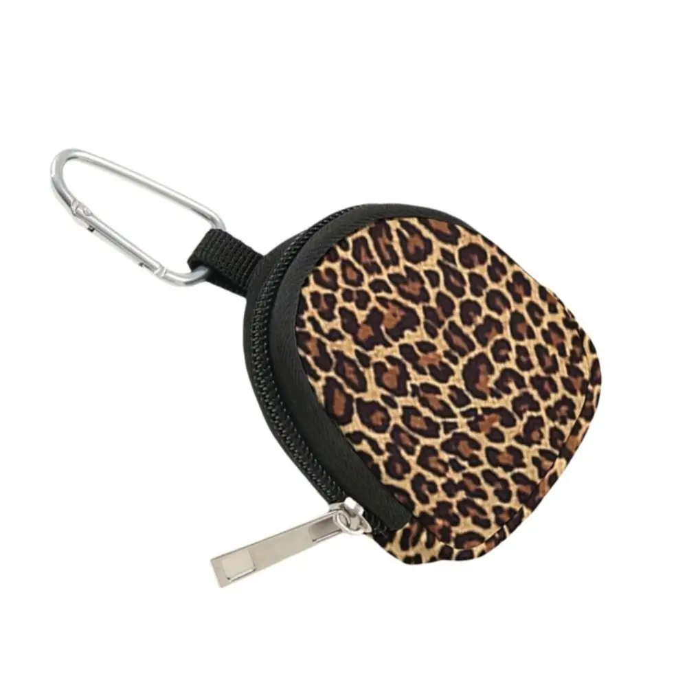 Lightweight Mini Size Coin Pouch Key Wallet Leopard Print Zipper Closure Car Key Case Earphone Holder Mini Purse Daily Organizer