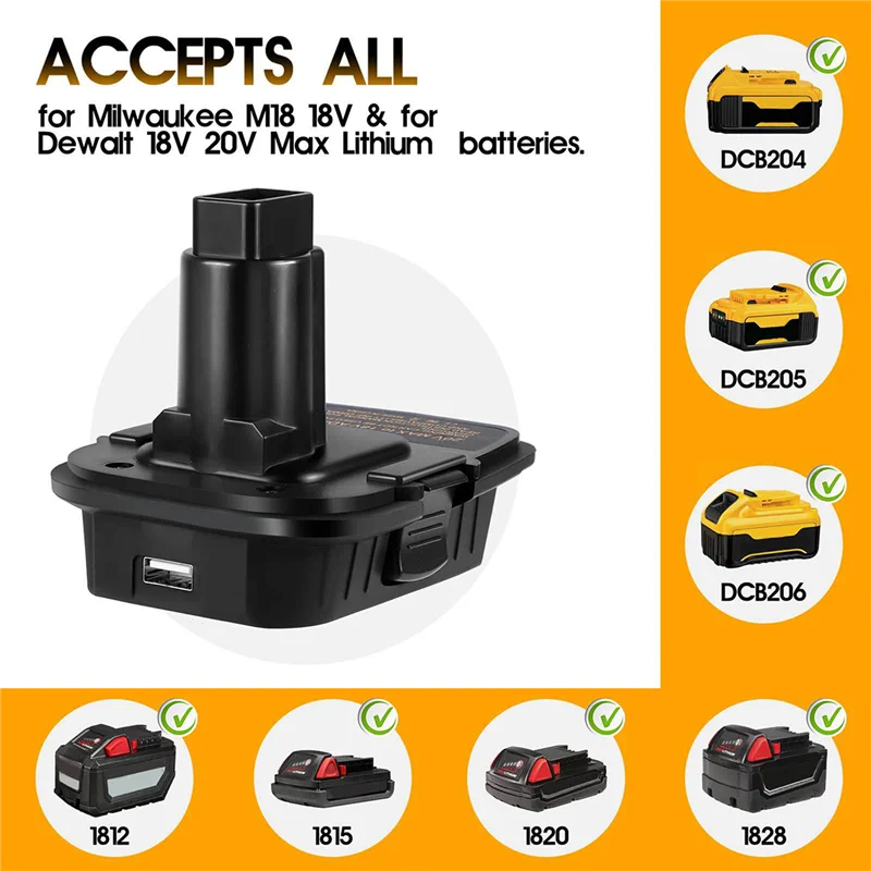 2Pcs M18D Converter for Dewolt 18V/20V for 18V Li-Ion Battery Work for Dewalt 18V Nicad & NiMh Power Tool