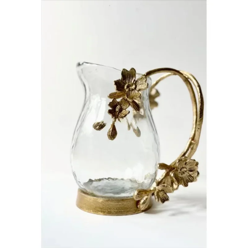 Clear glass made of aluminum cast gold plated floral base and handle Fancy wine jug bar supplies