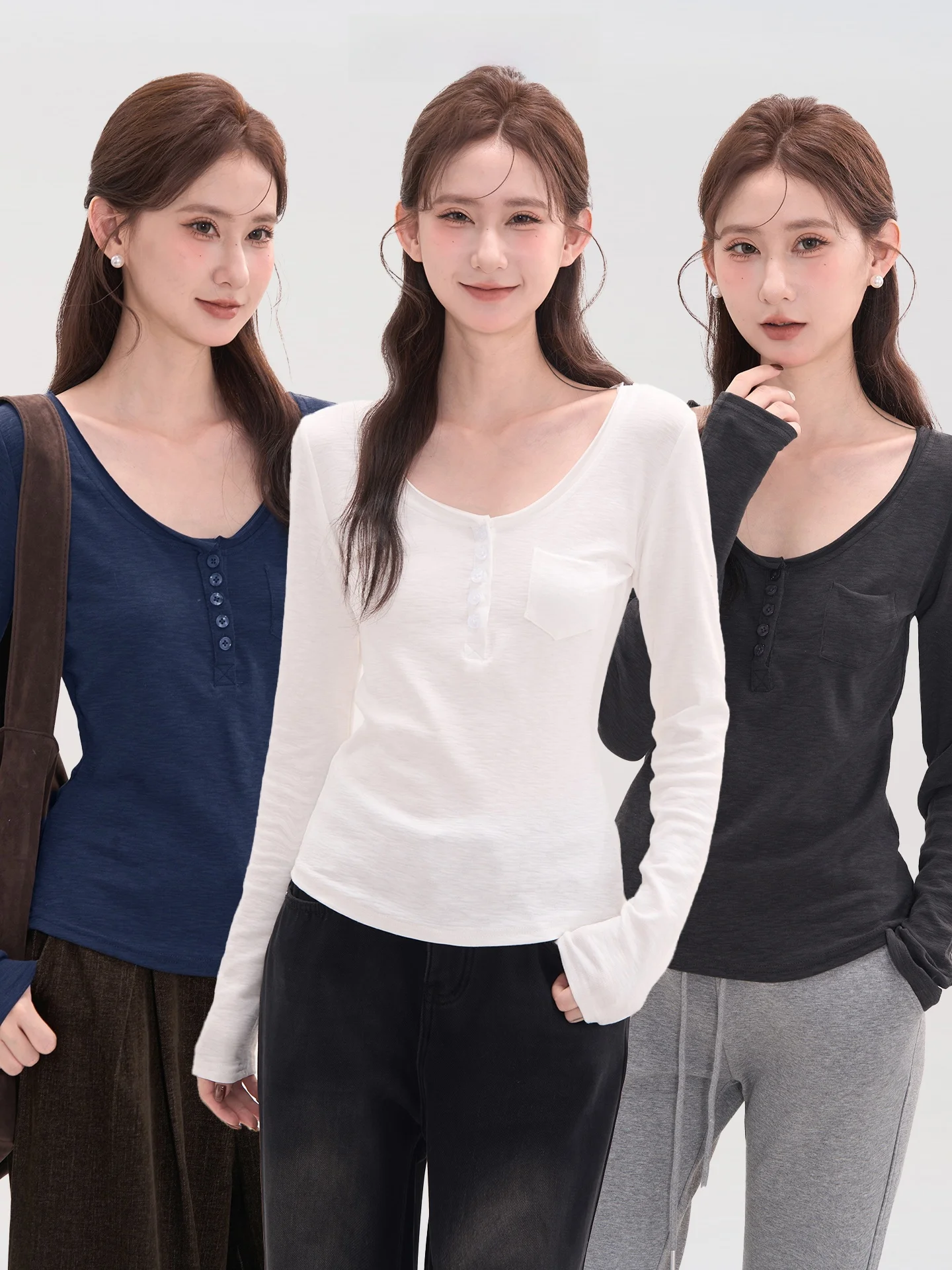 

Heme Winter Warm Long Sve T-irt Women's Fce round Ne Base irt Casual Loose Fit Cotton Blend Knitwear Top