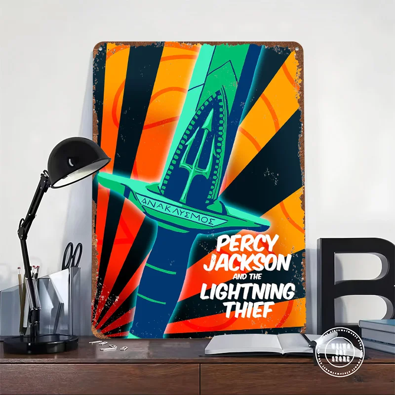 Lightning Thief Printed Poster Customized Wall Art Retro Vintage Metal Tin Signs for Home Gaming Decoration Room Wand Deko House