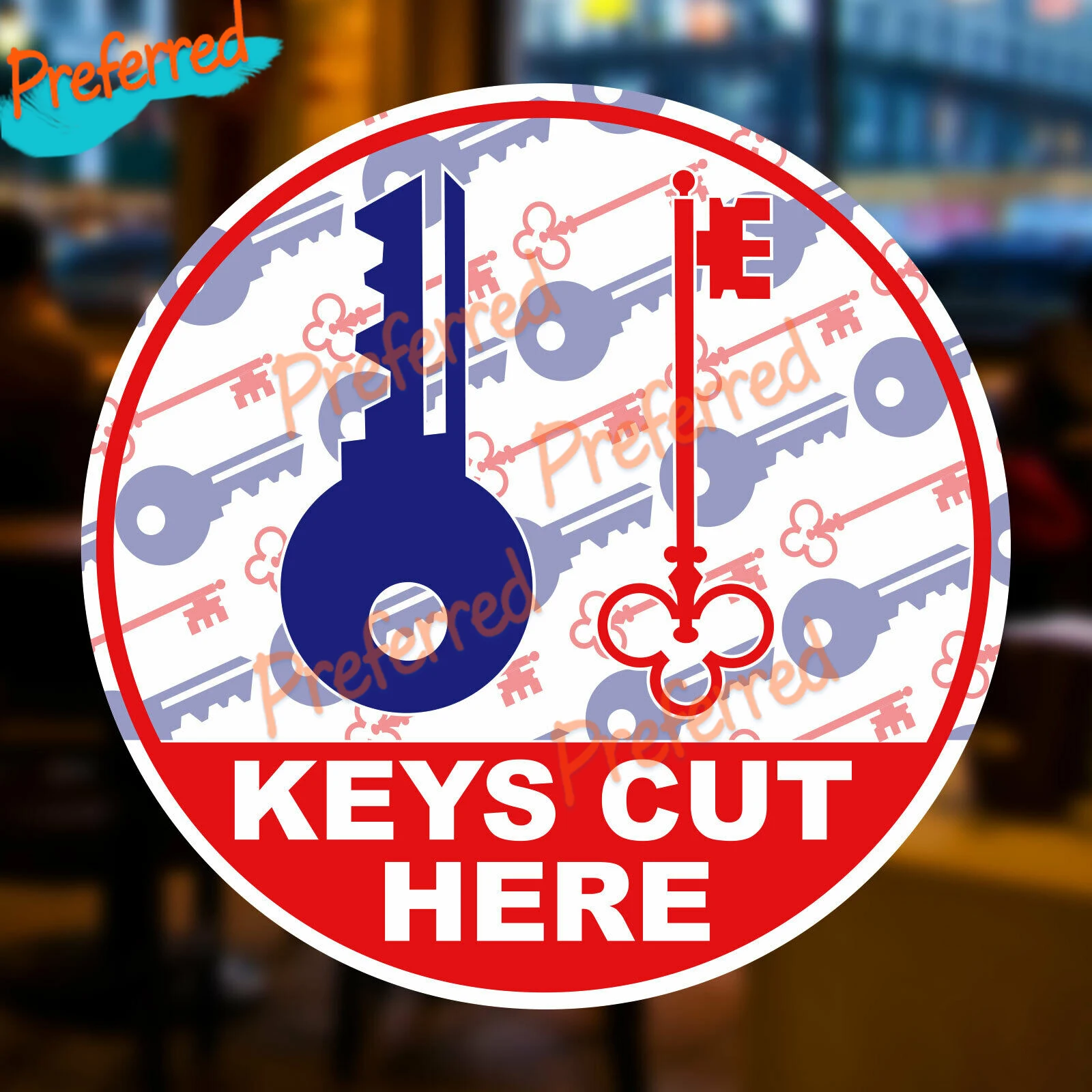 

High Quality Decal Keys Cut Here Business Hardware Locksmith Window Wall Sticker Sign Decal Graphic