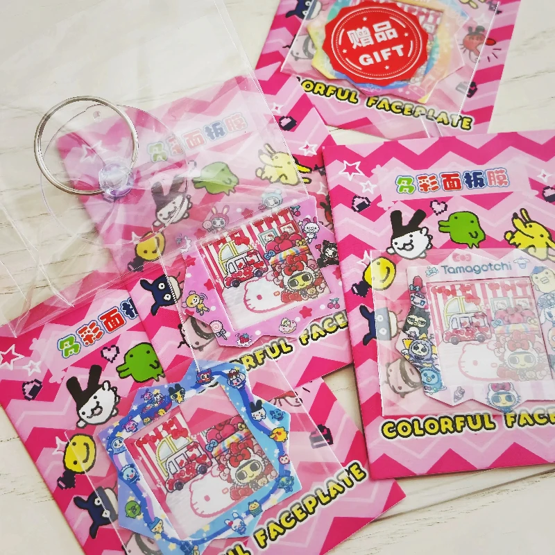Tamagotchi Smart Paradise Displayschutz-Set, Narummiya-Charaktere, bunte Frontplatte und zum Kleben elektronischer Haustier-Panel-Folien