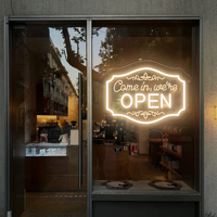 Come in, We're Open Carved Neon Sign for Store Window Laser Engraving LED Neon Lights Nails Hair Salon Wall Decor Shop Open Gift