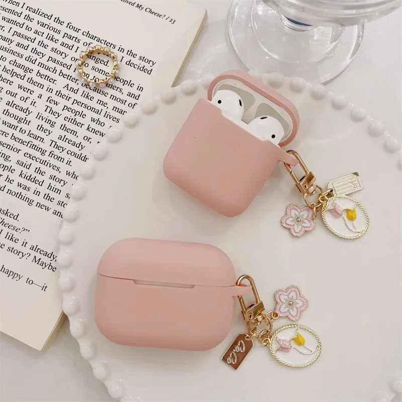 Apple Airpods Pro 2,ピンクのシリコンペンダントケース,1, 2, 3, 4ヘッドセット用のヴィンテージスタイルのチューリップケース