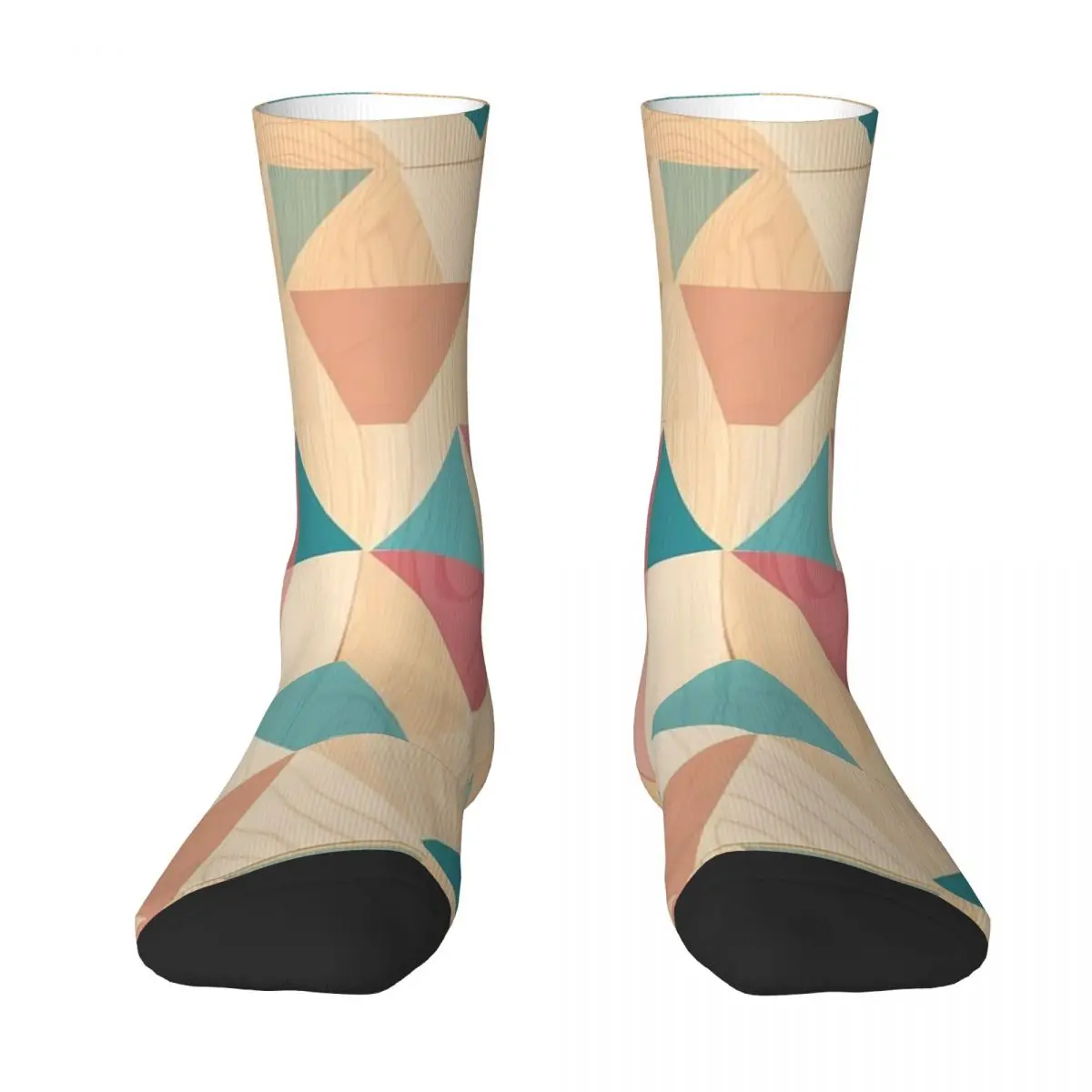 Rustic Wood Triangle Pattern Socks Harajuku Sweat Absorbing Stockings All Season Long Socks for Man's Woman's Christmas Gifts