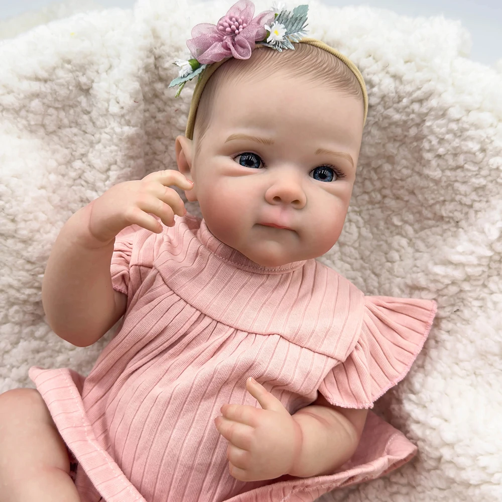 Baby Reborn Girl 45cm Full Body Silicone Reborn Dolls Like Real Newborn Realistic Toddler with Painted Hair Bebe Doll Toy Gifts